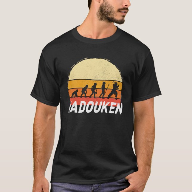 Retro Funny Evolution HADOUKEN Fighter Swea T-Shirt (Front)