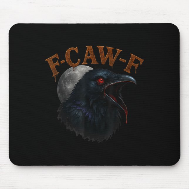 Retro Funny F Caw F Crow And Bird Moon  Mouse Pad (Front)