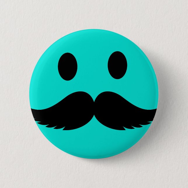 Retro Funny Face with Moustache Stache 6 Cm Round Badge (Front)