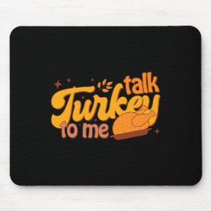 Retro Funny Fall Autumn Thanksgiving Cute Talk Tur Mouse Pad