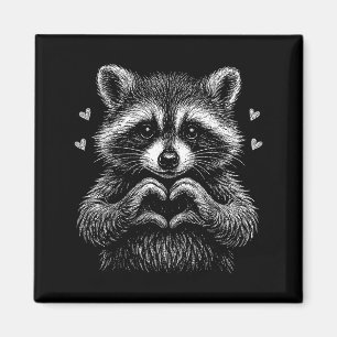 Retro Funny Feral But Cute Valentine Raccoon Love Magnet