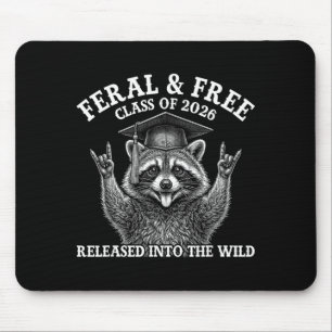 Retro Funny Feral Racoon Graduation Cl Of 2026 Mouse Pad