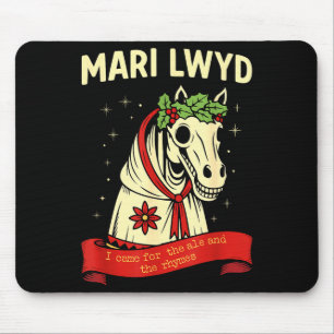 Retro Funny Folklore Skeleton Horse Mari Lwyd Yule Mouse Pad