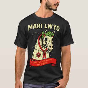 Retro Funny Folklore Skeleton Horse Mari Lwyd Yule T-Shirt
