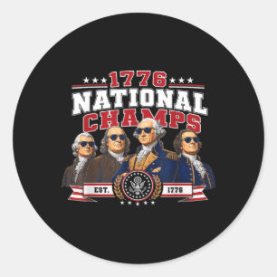 Retro Funny Founding Fathers 1776 Sport Styleship Classic Round Sticker