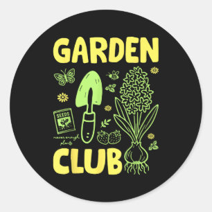 Retro funny garden club shirt cute plant lover classic round sticker