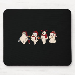 Retro Funny Ghost Santa Sat Cute Christmas Ghosts Mouse Pad