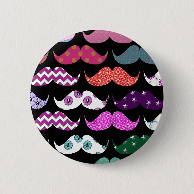 Retro Funny Girly Moustache Moustache Pattern 6 Cm Round Badge (Front)