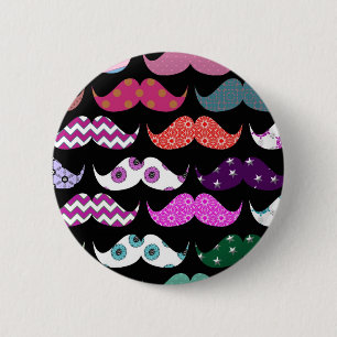 Retro Funny Girly Moustache Moustache Pattern 6 Cm Round Badge