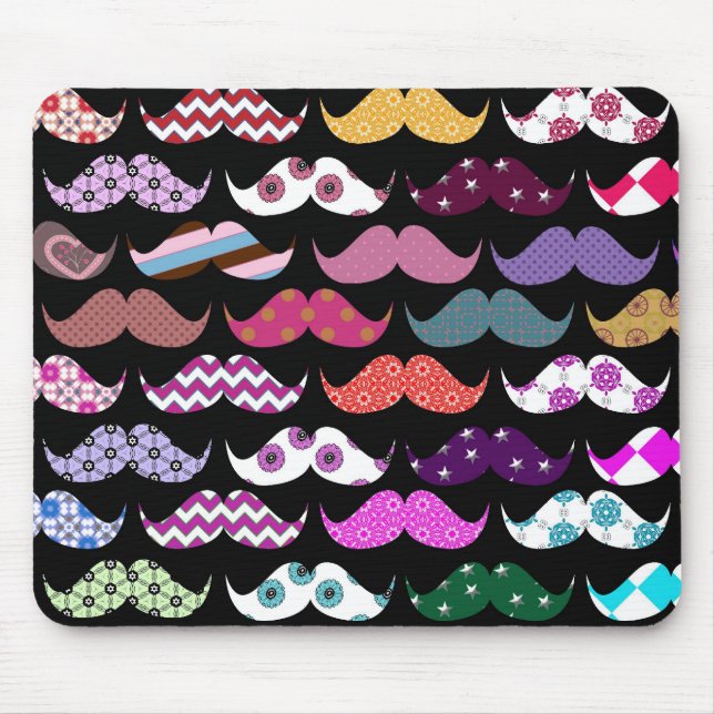 Retro Funny Girly Moustache Moustache Pattern Mouse Pad (Front)