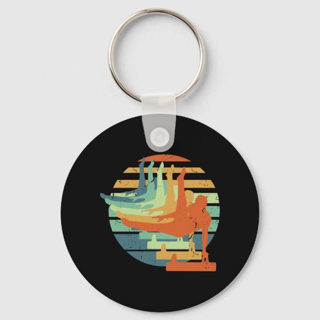 Retro Funny Gymnastic Men Acrobatic Sports Lover Key Ring (Front)