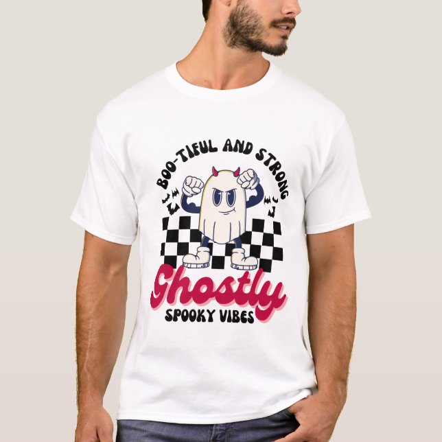 Retro Funny Halloween Ghost  T-Shirt (Front)