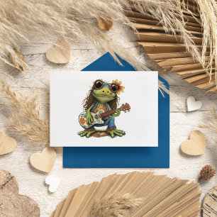 Retro Funny Hippie Frog Wear Glass Play Piano On Postcard