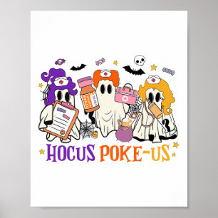 Retro Funny Hocus Poke-us Spooky Nurse Halloween C Poster