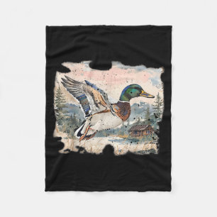 Retro Funny Mallard Duck Waterfowl Hunting Cozy Se Fleece Blanket