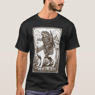 Retro Funny Mediaeval Frog On Cat Weird Stuff Unhi T-Shirt