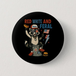 Retro Funny Merica Racoon 4th Of July Red White A 6 Cm Round Badge