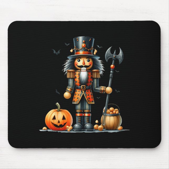 Retro Funny Nutcracker And Pumkins Hallothanksmas  Mouse Pad (Front)