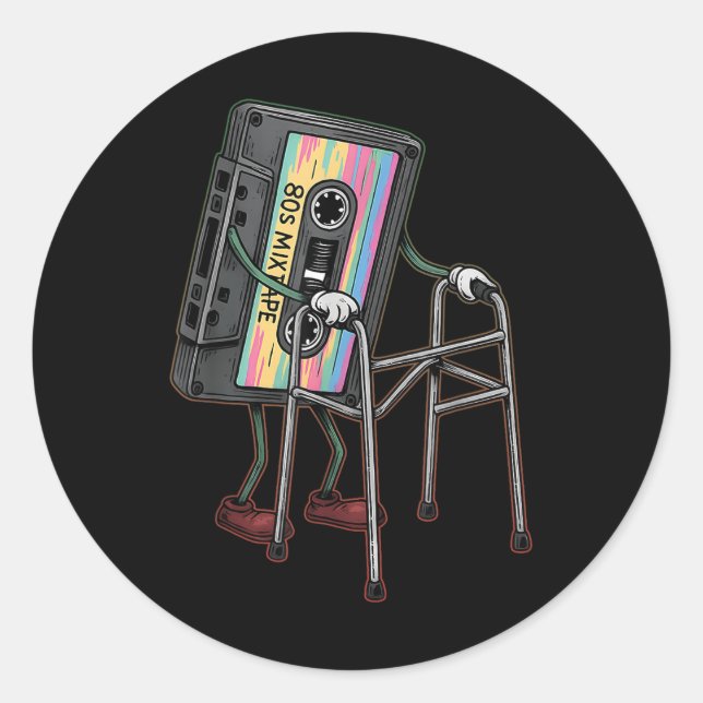 Retro Funny Old Cette Tape Walker Never Forget Flo Classic Round Sticker (Front)