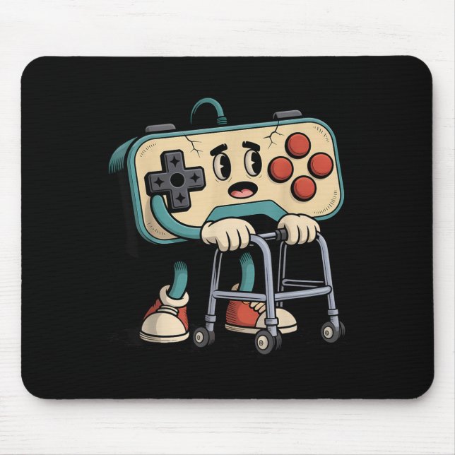 Retro Funny Old Gamer 80s 90s Clic Video Game Humo Mouse Pad (Front)