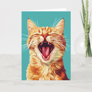 Retro Funny Orange Cat Holiday Card