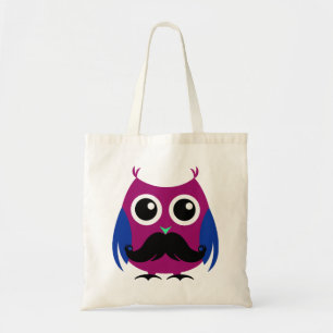 Retro Funny Owl with Handlebar Moustache Tote Bag