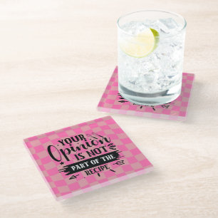 Retro Funny Pink Kitchen Saying  Glass Coaster