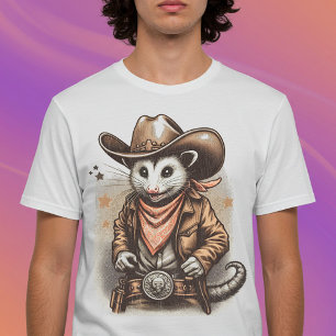 Retro Funny Possum Cowboy T-Shirt