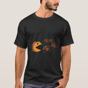 Retro Funny Pumpkin Pie Chasing Turkeys Thanksgivi T-Shirt