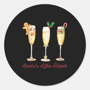 Retro Funny Santa's Little Helper Martini Merry Ch Classic Round Sticker
