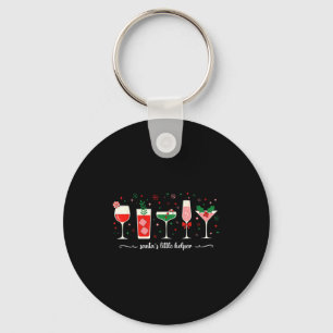 Retro Funny Santa's Little Helper Martini Merry Ch Key Ring