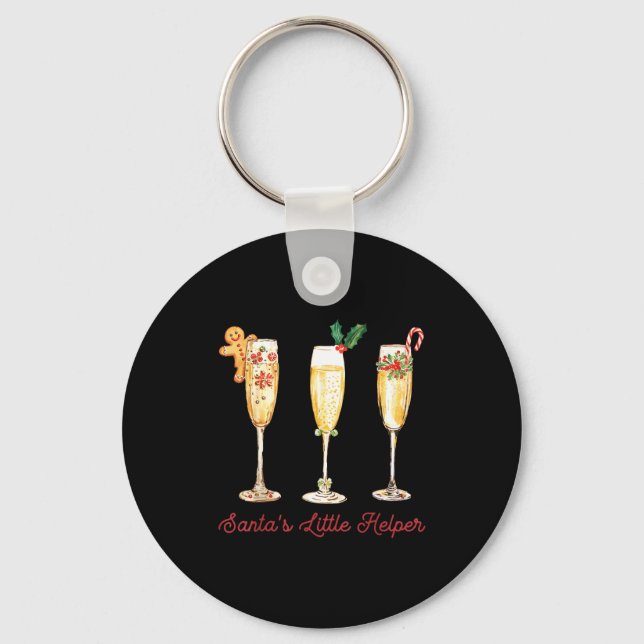 Retro Funny Santa's Little Helper Martini Merry Ch Key Ring (Front)