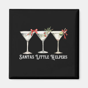Retro Funny Santa's Little Helper Martini Merry Ch Magnet