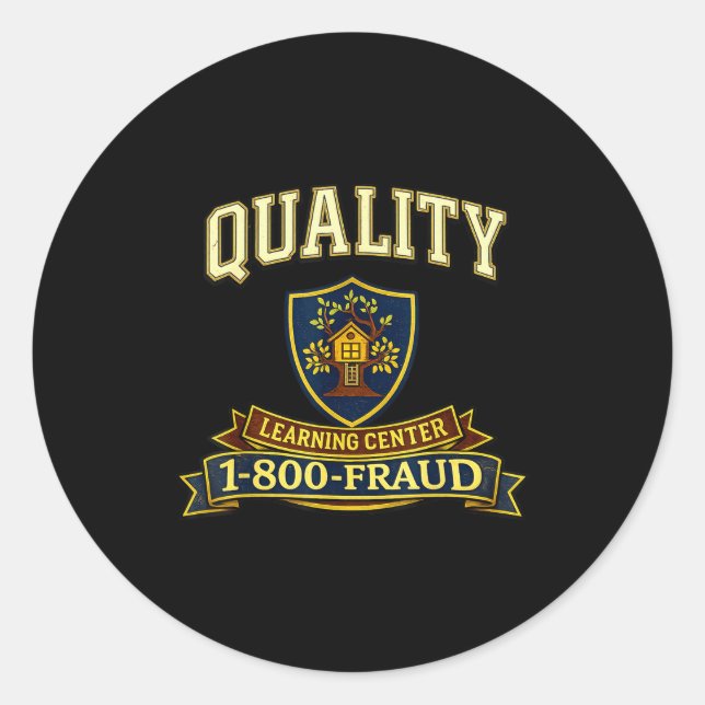 Retro Funny Sarcastic Quality Learning Center Scho Classic Round Sticker (Front)