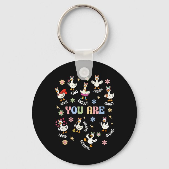 Retro Funny Silly Goose Kind Back To School Goose Key Ring (Front)