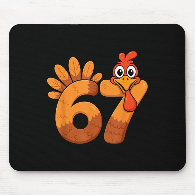 Retro Funny Six Seven 6 7 Meme Thanksgiving Turkey Mouse Pad (Front)