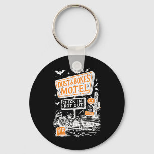 Retro Funny Skeleton Dust And Bones Motel Spooky H Key Ring