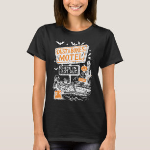 Retro Funny Skeleton Dust And Bones Motel Spooky H T-Shirt