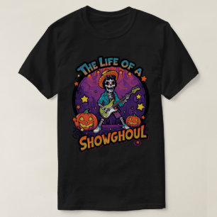 Retro Funny Skeleton Guitar Halloween Design T-Shirt