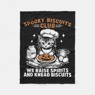 Retro Funny Spooky Biscuits Club Cat Lovers Pastry Fleece Blanket