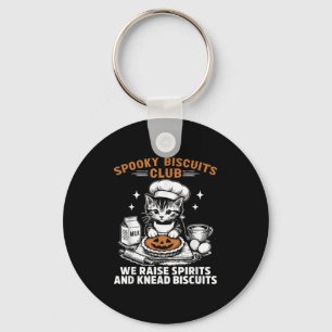Retro Funny Spooky Biscuits Club Cat Lovers Pastry Key Ring
