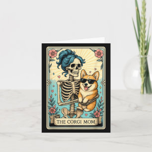 Retro Funny The Corgi Mum Tarot Card Skeleton Hall