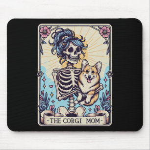Retro Funny The Corgi Mum Tarot Card Skeleton Hall Mouse Pad