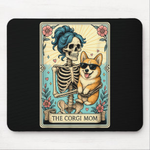 Retro Funny The Corgi Mum Tarot Card Skeleton Hall Mouse Pad