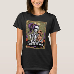 Retro Funny The Dachshund Mum Tarot Card Skeleton T-Shirt