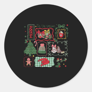 Retro Funny Tis The Season Christmas Doodle Cute X Classic Round Sticker