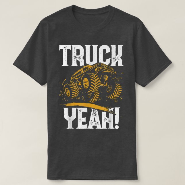 Retro Funny Truck Yeah Monster Truck Tricks Stunts T-Shirt (Design Front)