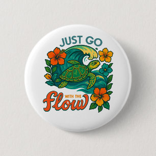 Retro Funny Turtle Shell Yeah Its Summer 6 Cm Round Badge