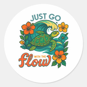 Retro Funny Turtle Shell Yeah Its Summer Classic Round Sticker