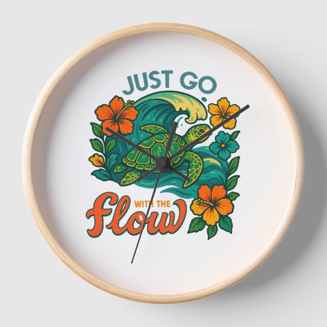 Retro Funny Turtle Shell Yeah Its Summer Clock (Front)
